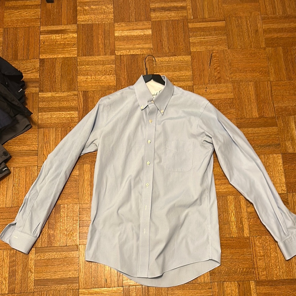 Brooks Brothers Blue Checked Dress Shirt Long-Sleeved Formal
